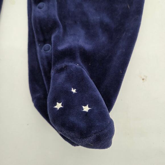 VTG Mickey Mouse SZ 0/6M Blue Navy Velour Stars Bodysuit Snap Y2K - Picture 4 of 6